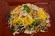 Chicken Salad Grilled: chicken, mint, cilantro, rice noodles, red cabbage, lettuce, carrots, peanuts and sauce.